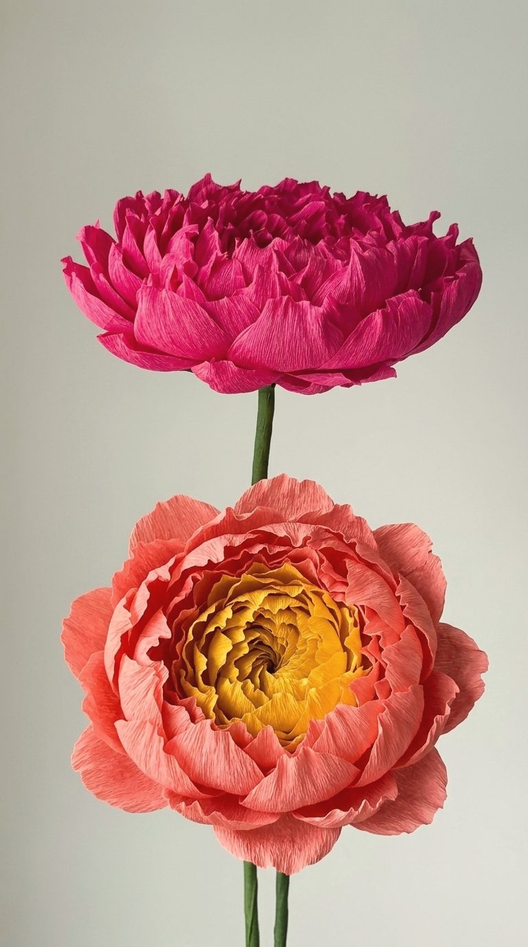Fuchsia and coral giant paper peonies